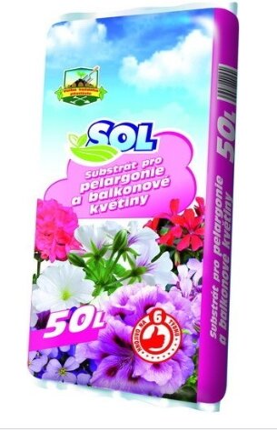 Substrát pro pelargonie a balkónové rostliny SOL s hnojivem 50 l