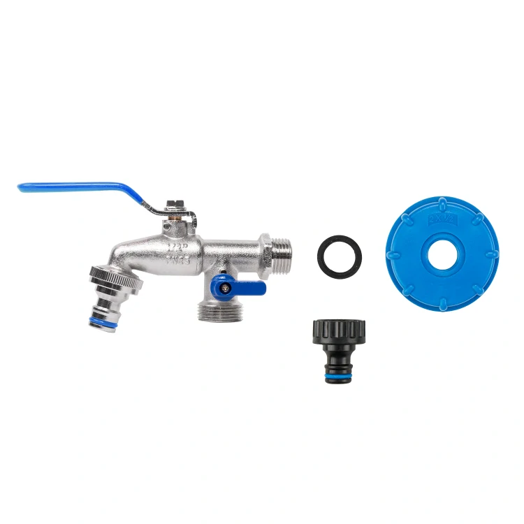 pákový ventil SET  s IBC průchodkou 2 x 3/4" + 2 x adaptér