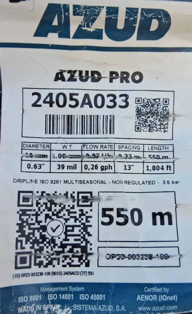 Kapková trubka AZUD PRO 16mm / 1mm / 33cm 